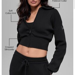 ALO scholar knit Black Cropped Knit Jacket
